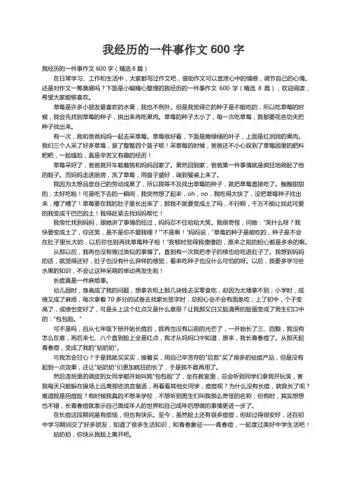 我经历的一件事作文600字（精选8篇）