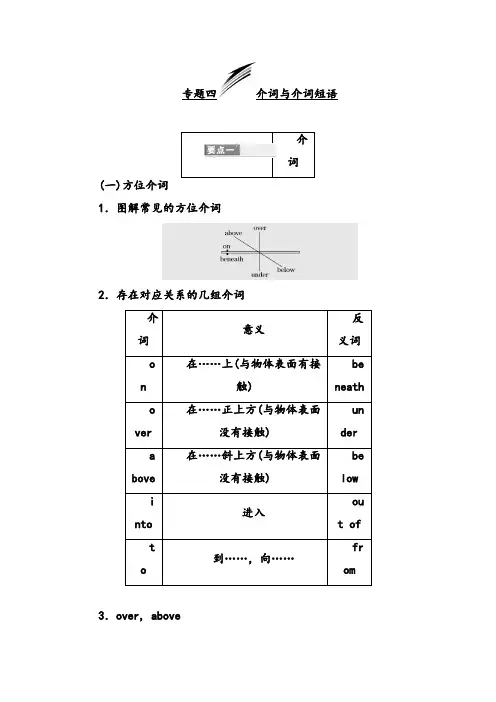 【高考英语语法专题】专题四 介词与介词短语 