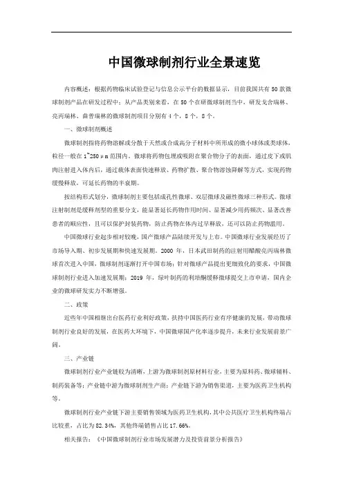 中国微球制剂行业全景速览