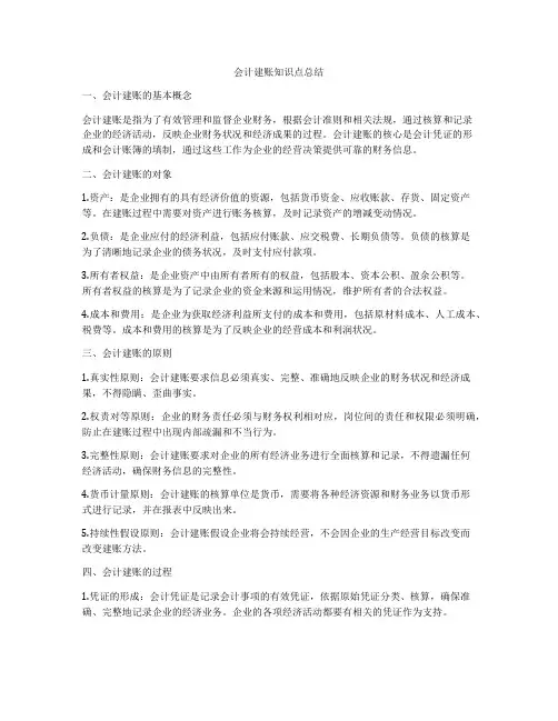 会计建账知识点总结