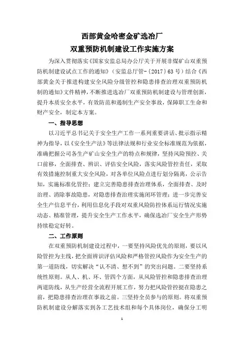 双重机制建设实施方案