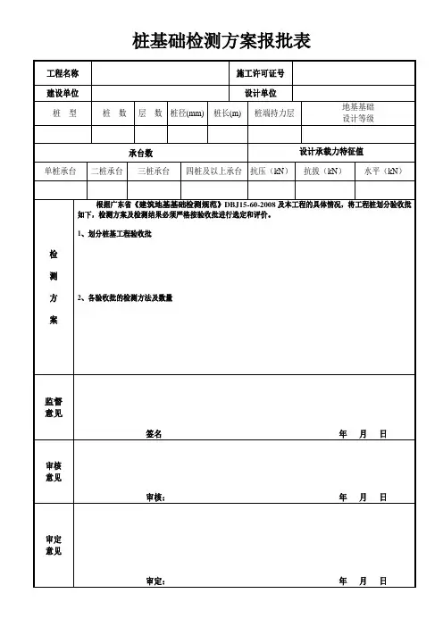 桩基础检测方案报批表