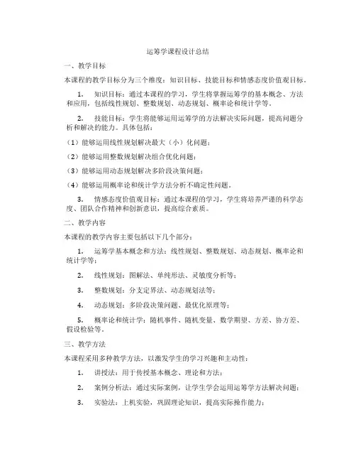 运筹学课程设计总结