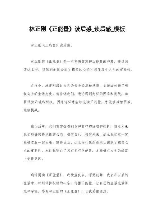 林正刚《正能量》读后感_读后感_模板