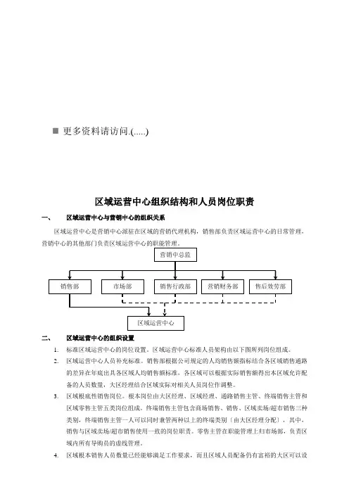 区域运营中心组织结构与人员岗位说明