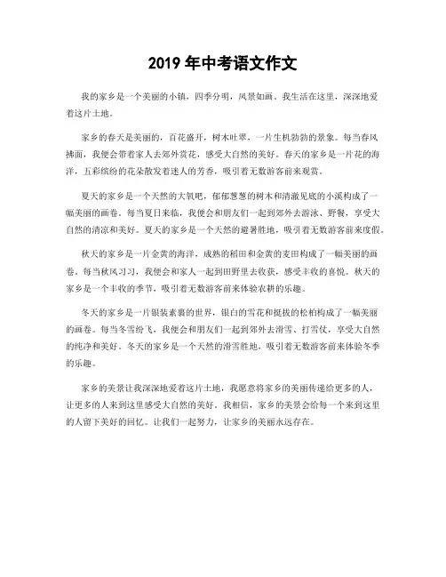 2019年中考语文作文