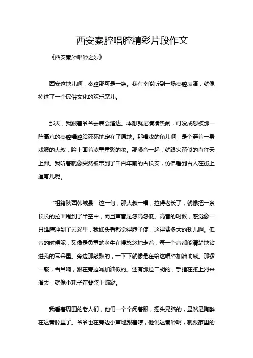 西安秦腔唱腔精彩片段作文