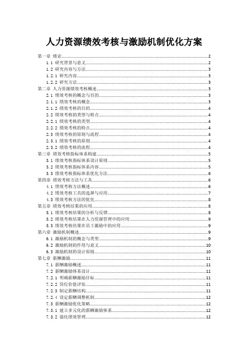 人力资源绩效考核与激励机制优化方案