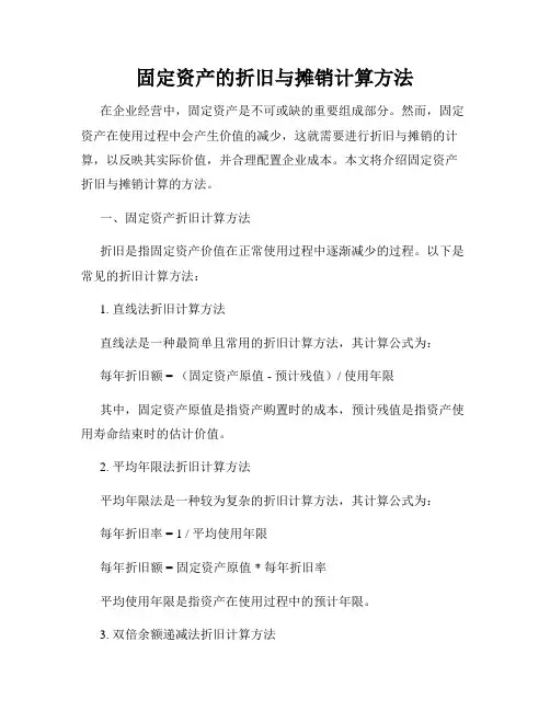 固定资产的折旧与摊销计算方法
