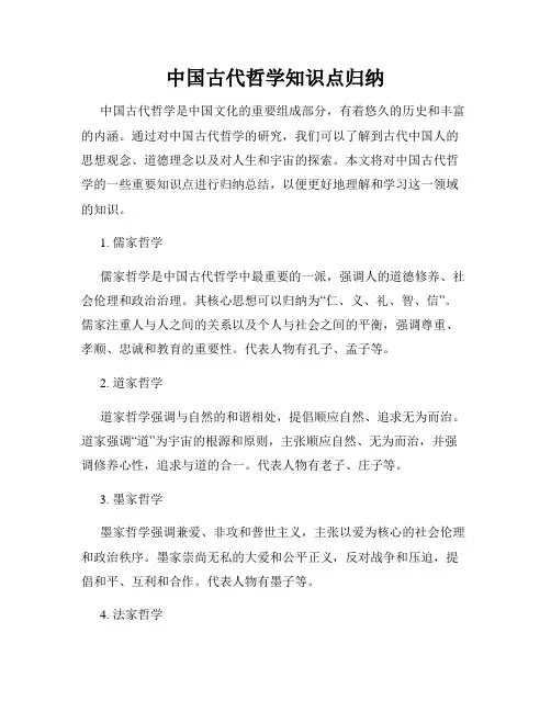中国古代哲学知识点归纳
