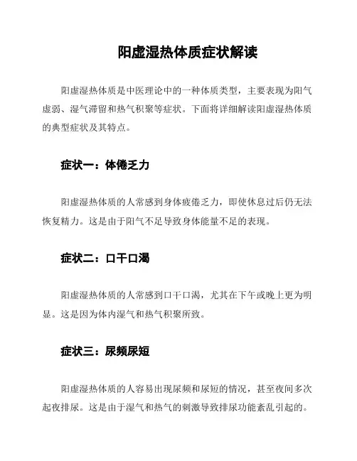 阳虚湿热体质症状解读