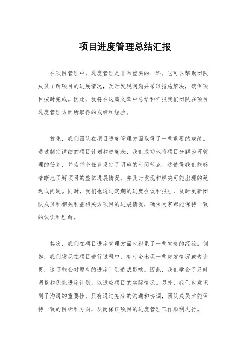 项目进度管理总结汇报