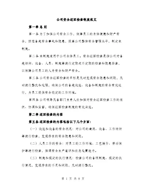 公司安全巡回检查制度范文（二篇）