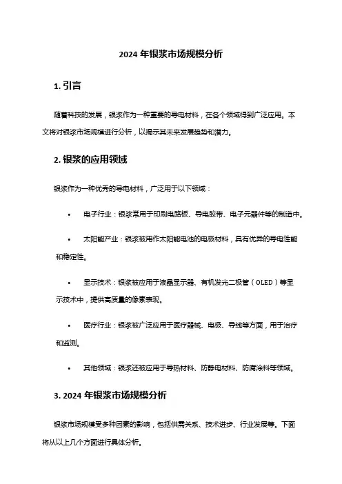 2024年银浆市场规模分析
