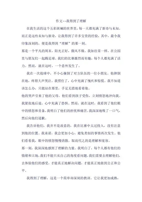 作文--我得到了理解