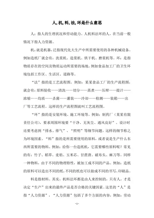 人,机,料,法,环是什么意思