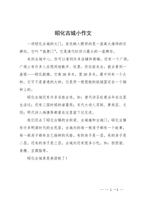 昭化古城小作文