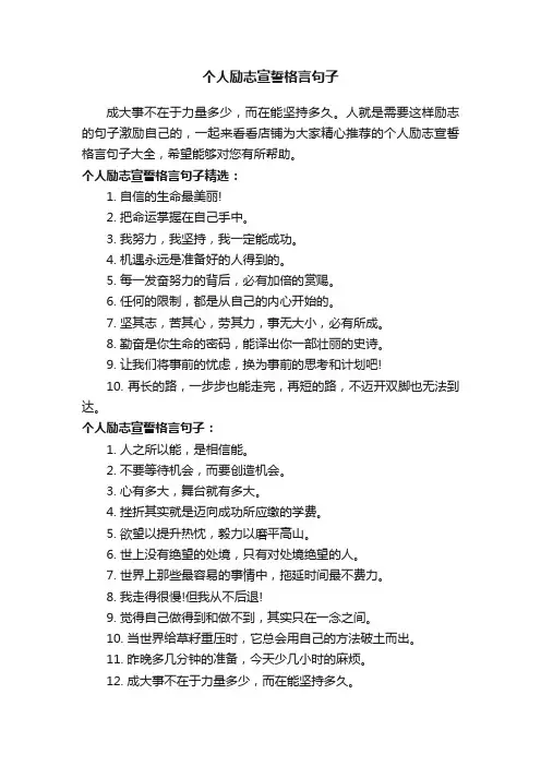 个人励志宣誓格言句子