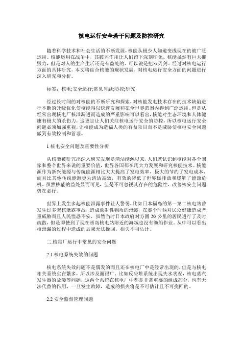 核电运行安全若干问题及防控研究
