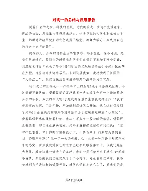 对高一的总结与反思报告(3篇)