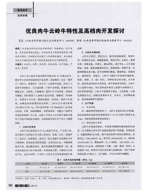 优良肉牛云岭牛特性及高档肉开发探讨