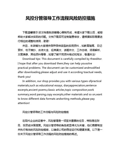 风控分管领导工作流程风险防控措施