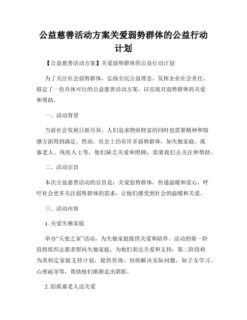 公益慈善活动方案关爱弱势群体的公益行动计划
