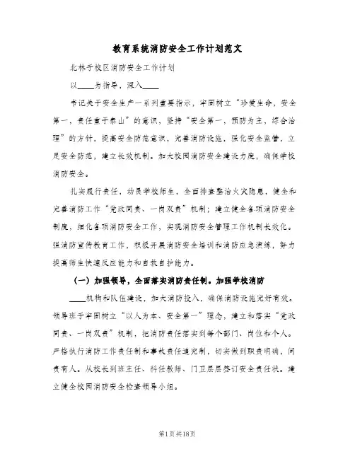 教育系统消防安全工作计划范文(五篇)
