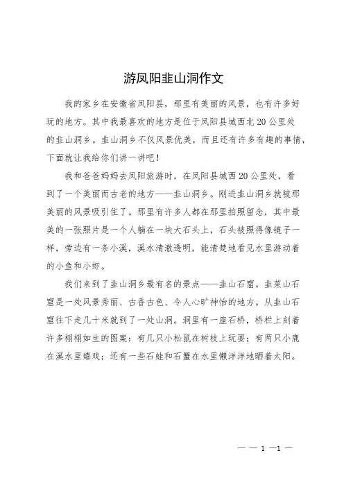 游凤阳韭山洞作文