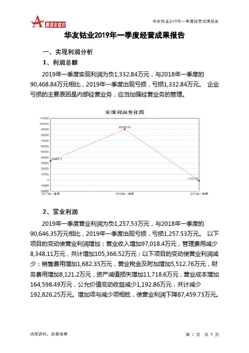 华友钴业2019年一季度经营成果报告