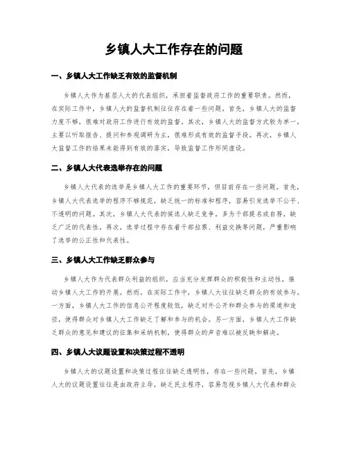 乡镇人大工作存在的问题