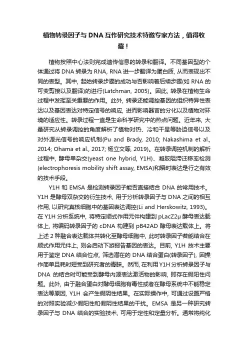 植物转录因子与DNA互作研究技术特邀专家方法，值得收藏！