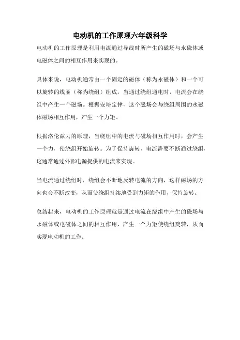 电动机的工作原理六年级科学