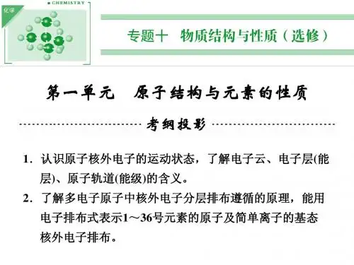 2014高考化学一轮复习课件专题十第一单元原子结构与元素的性质(60张PPT)