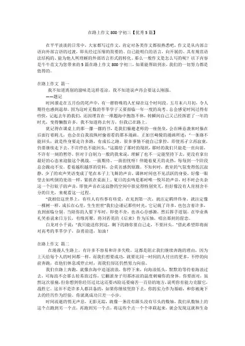 在路上作文800字初三【优秀5篇】