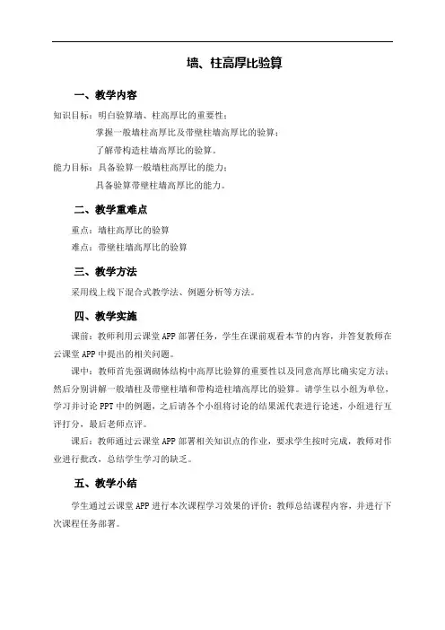 (土建施工)墙柱高厚比验算