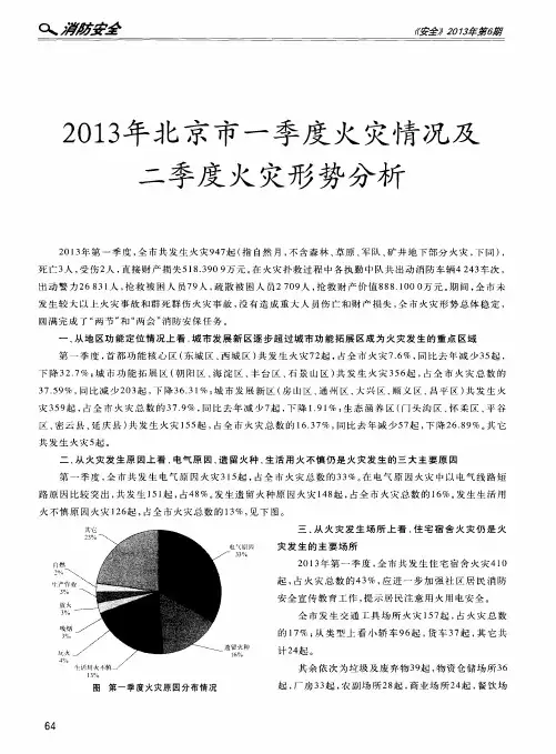 2013年北京市一季度火灾情况及二季度火灾形势分析