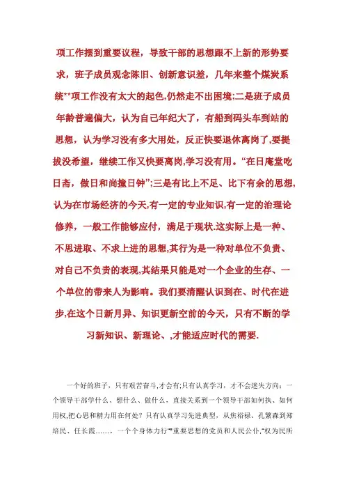 煤炭领导班子党性分析材料