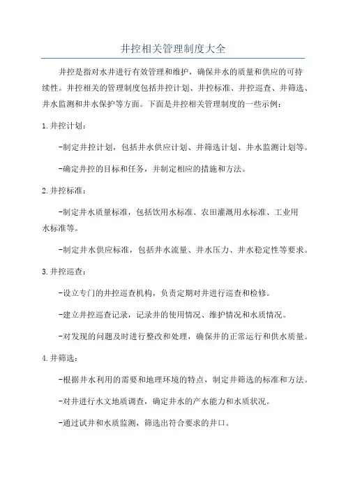 井控相关管理制度大全