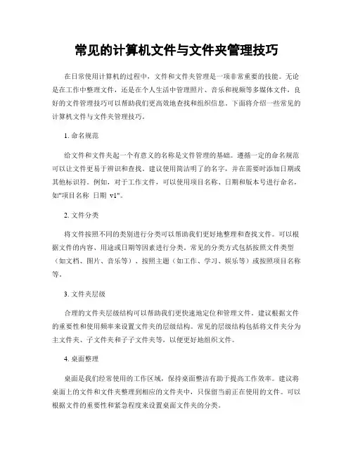 常见的计算机文件与文件夹管理技巧