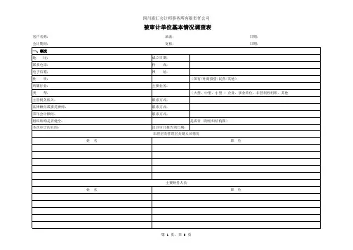 被审计单位基本情况调查问卷表