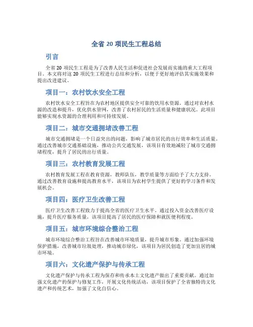 全省20项民生工程总结