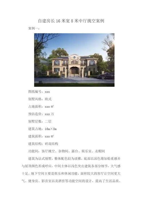 自建房长16米宽8米中厅挑空案例