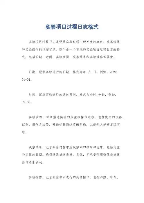 实验项目过程日志格式