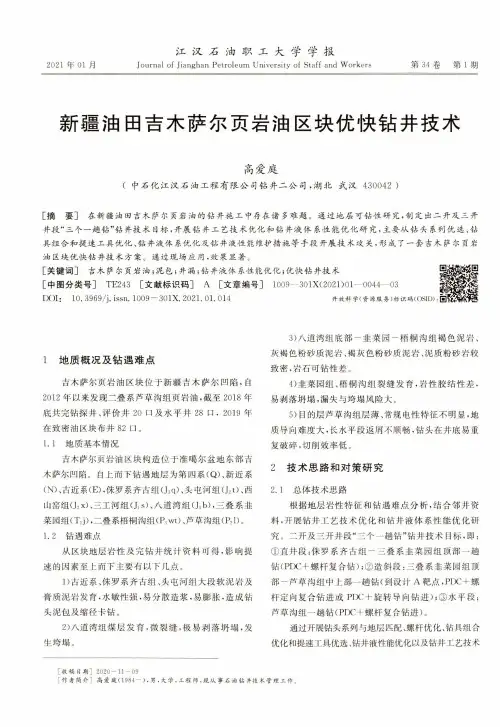 新疆油田吉木萨尔页岩油区块优快钻井技术