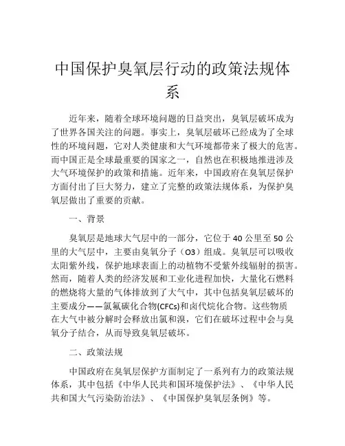 中国保护臭氧层行动的政策法规体系
