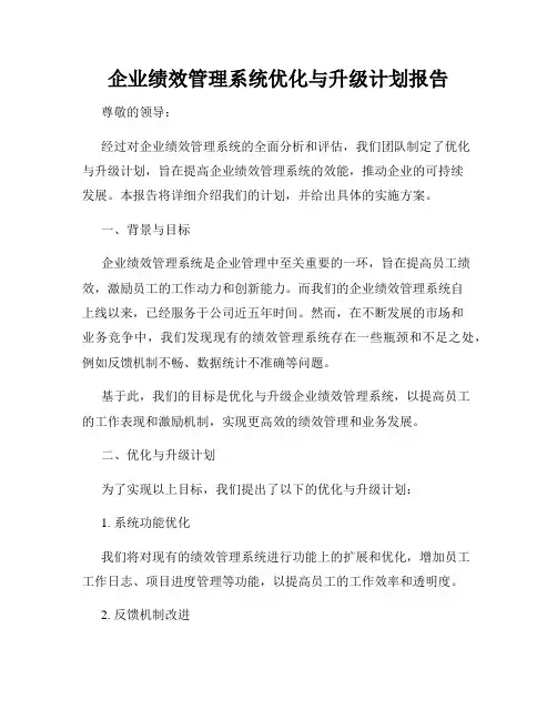 企业绩效管理系统优化与升级计划报告