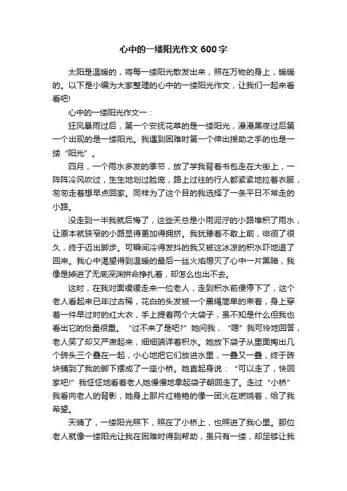 心中的一缕阳光作文600字