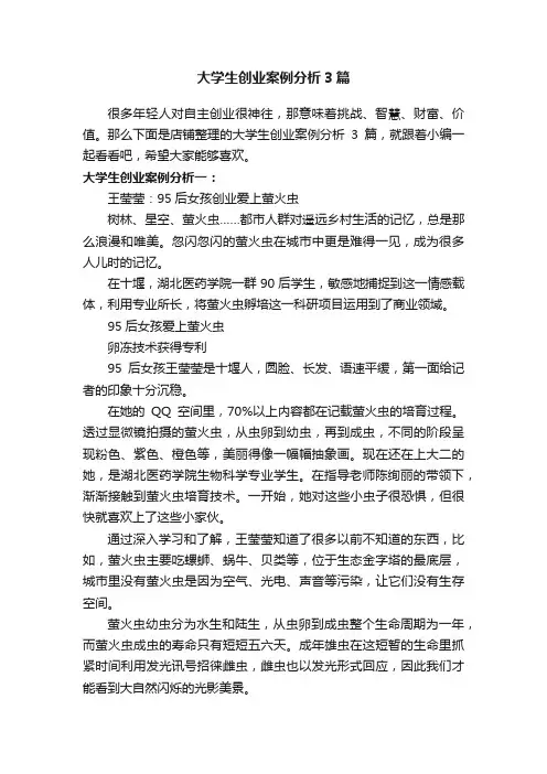 大学生创业案例分析3篇