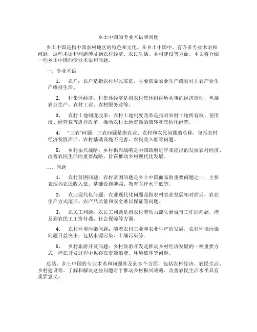 乡土中国的专业术语和问题